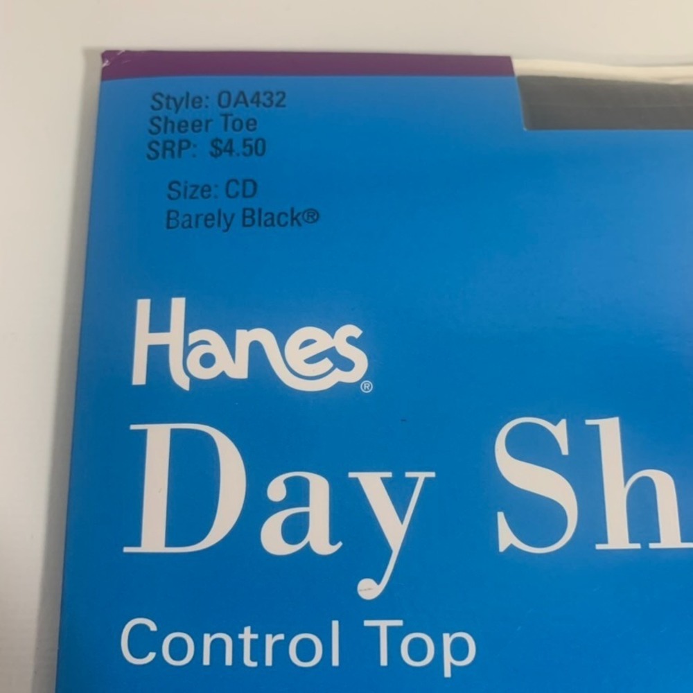 Hanes Day Sheer Control Top Style OA432 Sheer Toe Barely Black Size CD - Picture 2 of 3